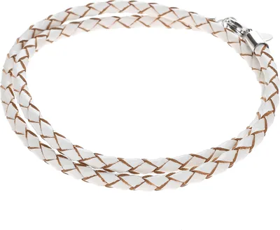 Produktbild von Lederarmband Lederhalskette geflochten weiß Edelstahl 3mm 4mm 17-80 cm uni Autiga® weiß 4 mm 20 cm