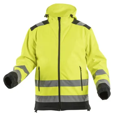 Produktbild von Warnschutzjacke Herren gelb Gr. XL Högert Technik, EN ISO 20471 Klasse 2, Softshell, Kälte- und Windschutz – ARGEN Arbeitsjacke Warnkleidung