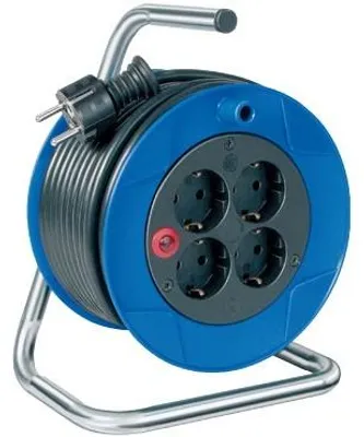 Produktbild von brennenstuhl Kabeltrommel 15m H05VV-F 3G 1,5 blau mit 4 Steckdosen, Überhitzungsschutz, Modell 180