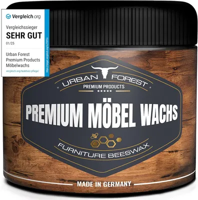 Produktbild von Möbelwachs farblos zur Möbelpflege & Holzschutz für innen und aussen | Holz wachsen mit PREMIUM MÖBEL WACHS von URBAN FOREST 250ml