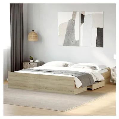 Produktbild von Bettgestell mit Schubladen ohne Matratze Sonoma Eiche 200x200 cm