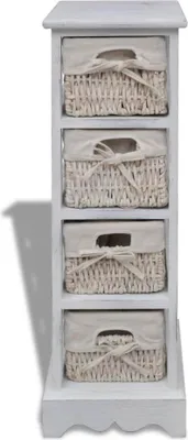 Obrázok produktu pre vidaXL Drevený regál so 4 košíkmi Biely