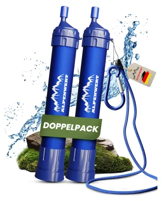 Produktbild von ALPENWERT Wasserfilter Outdoor Doppelpack - Trinkwasserfilter für 4000 Liter Wasser - Trinkwasseraufbereitung die 99,99% aller Keime und Bakterien ab