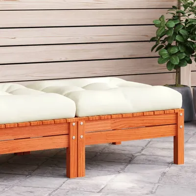 Produktbild von Design Gartenhocker mit Kissen Wachsbraun Massivholz Kiefer, Gartensofas 2024 Neu