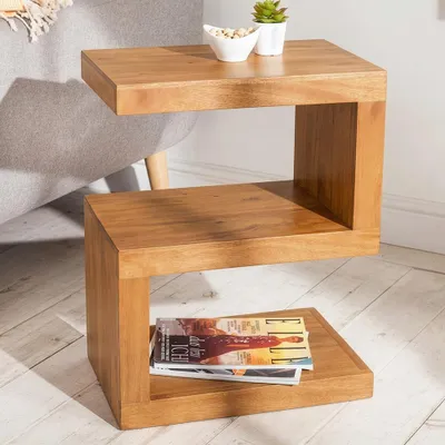 Produktbild von riess-ambiente Beistelltisch S 60cm braun honey finish massives Mangoholz mit Ablage Couchtisch