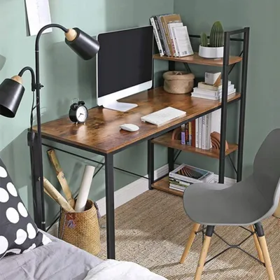 Produktbild von Eleganter Schreibtisch im Industriestil Bürotisch, Moderner Schreibtisch Funktioneller MuvuHome