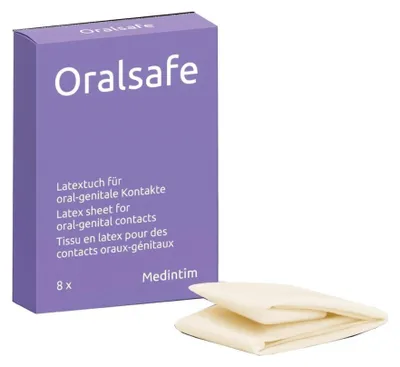 Produktbild von Medintim - Oralsafe Lecktücher aus Latex - mit Vanille Aroma - 8 Stück - für hygienischen Schutz beim Oralverkehr