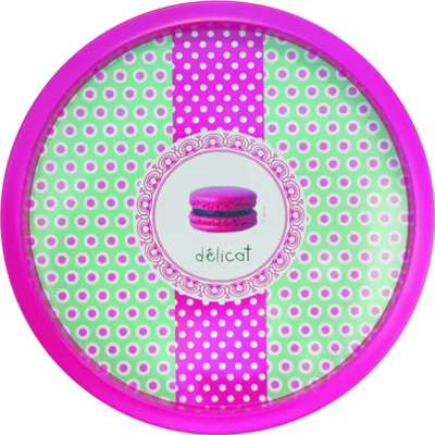 Produktbild von Rundes Tablett mit lustigen Kuchen Motiv - Blech - ca 39 cm