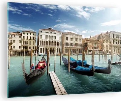 Produktbild von Bilder auf glas - Architektur venedig italien gondel - 70x50cm - Glasbilder - Wandbilder - Kunstdruck - zum Aufhängen bereit - Wanddekoration aus Glas - Glas Bilder - Wandbild auf Glas - GAA70x50-2705