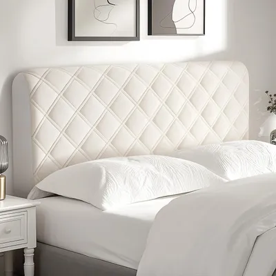 Kopfteilbezug aus Flauschstoff, elastisch, 160 cm, cremeweiß