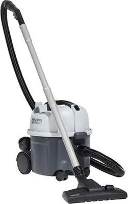 A Nilfisk vacuum cleaner is shown against a white background.