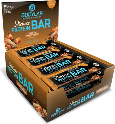 Produktbild von BODYLAB Deluxe Protein Bar - 12x50g - Schokolade-Erdnuss-Karamell