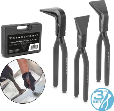 Produktbild von STAHLWERK Falzzangen Set 0° 45° 90° Abkantzange Blechzange Biegezange 60 mm