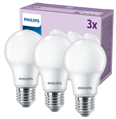 Immagine prodotto di Philips LED classic 60W E27 bianco caldo 806lm opaco confezione da 3 pezzi