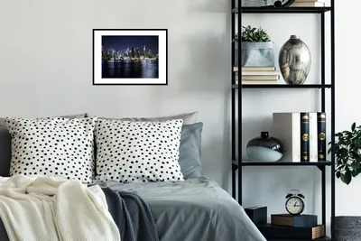 Produktbild von MuchoWow® MuchoWow® Gerahmtes Poster New York - Licht - Skyline 40x30 cm - Poster mit zchwarzem Bilderrahmen - Bilderrahmen - Poster im Rahmen