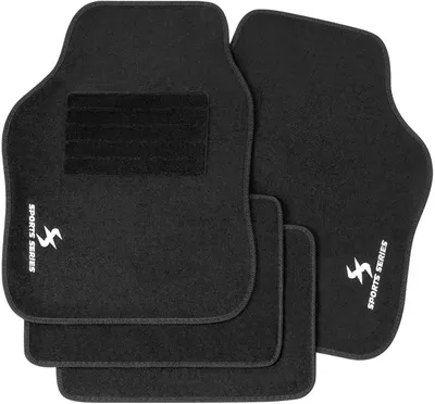 Immagine prodotto di Set di 4 tappetini per auto antiscivolo con protezione per il tallone | Colore: nero