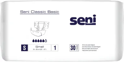 The image shows the packaging of Seni Classic Basic diapers.