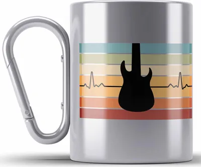 Produktbild von Trendation - Gitarrenspieler Geschenk Edelstahl Tasse Karabiner Männer Frauen Gitarre Geschenkidee Gitarristen Gitarrist Geschenke (Silber)