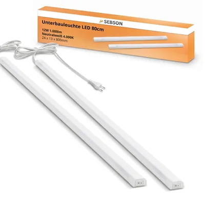 LED Lichtleiste neutralweiß 80cm 2er Set Leiste 1000lm Unterbauleuchte SEBSON