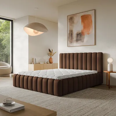 Produktbild von Masseno Polsterbett TEBA 180x200 cm, Polsterbett mit Bettkästen -Braun, KRONOS 06
