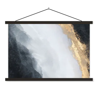 Produktbild von MuchoWow® Textilposter Abstrakt - Farbe - Gold - Schwarz - Marmor 150x100 cm mit schwarzem Rahmen - Schlafzimmer