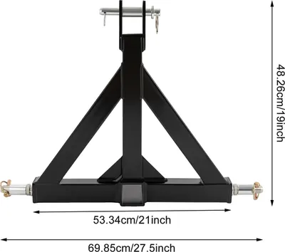 Immagine prodotto di Attacco a 3 punti per trattore - Adattatore per barra di traino di categoria 1 - Per attacco rimorchio da 2" (5,08 cm) - In ferro per carichi pesanti - Lunghezza 48,26 cm