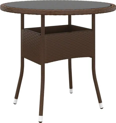 Immagine prodotto di Tavolo da giardino Ø80x75 cm in vetro temperato e poly rattan marrone