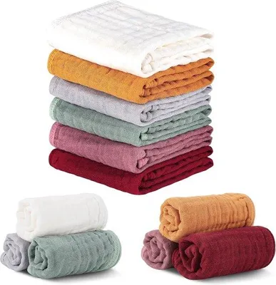 Obrázok produktu pre Detské mušelínové utierky, sada 6 ks, 100 % bavlna, mimoriadne savé, 50 x 25,5 cm