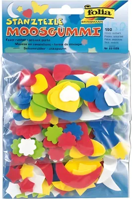 Immagine prodotto di Folia 231509 Moosgummi Stanzteile "Herzen, Mond & Sterne, Blumen & Schmetterlinge" - 150 Stück, sortiert