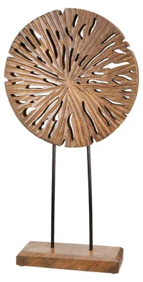 Productafbeelding van Gilde wandreliëf, rond, "Scheibe", mangohout, bruin, set van 2, lengte 8 cm, breedte 24 cm, hoogte 47 cm. Artikelnummer: 55808. EAN: 4063387558089