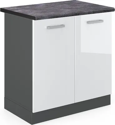 Produktbild von Spülenunterschrank Vicco R-Line Weiß Hochglanz 80 cm , AP Anthrazit, Model 46075