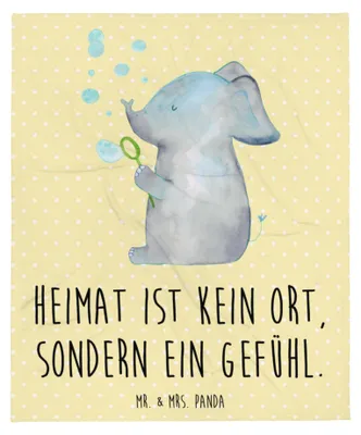 Produktbild von Mr. & Mrs. Panda Kuscheldecke Elefant Seifenblasen - Gelb Pastell - Geschenk, Wohndecke, Elefanten, Heimat, Liebe, Couchdecke, Decke, Tagesdecke, Lustige Sprüche
