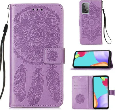Produktbild von König Design Hülle kompatibel mit Samsung Galaxy A52 4G / 5G / A52s Kunstleder Handyhülle - Handy Case Violett