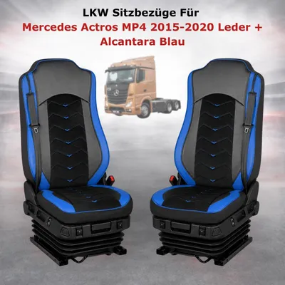 Produktbild von LKW Sitzbezüge Für Mercedes Actros MP4 2015-2020 Leder + Alcantara Blau