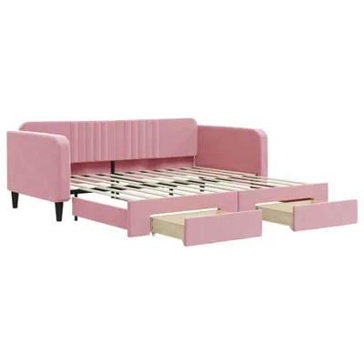 Immagine prodotto di vidaXL Letto da giorno allungabile con cassetti rosa 100x200 cm in velluto