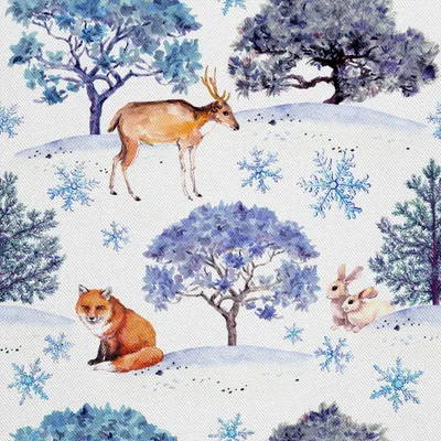 Image de OUTDOOR DECOSTOFFS OXFORD - Motif forêt en flocons de neige