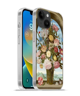 Produktbild von MuchoWow® Handyhülle Schutzhülle Hülle für Apple iPhone 14 - Softcase Vase mit Blumen in einem Fenster - Gemälde von Ambrosius Bosschaert dem Älteren Silikon Softcase Handy Hülle - Mobiltelefonhülle