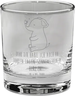 Produktbild von Mr. & Mrs. Panda Tumbler Elefant Biene - Transparent - Geschenk, gravur glas, Gute Laune, für Gin, Trinkglas, Heiratsantrag, Liebesspruch, Liebe, Hochzeitsgeschenk