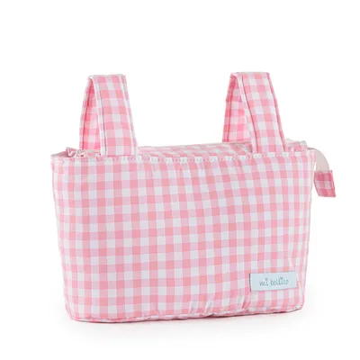 Produktbild von Organizer-Tasche für Kinderwagen Mi bollito Rosa Vichy 15 x 18 x 45 cm