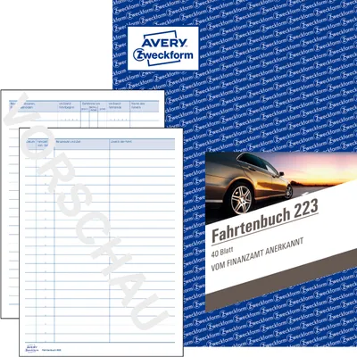 Produktbild von Avery Zweckform 223, Fahrtenbuch, für PKW, A5, 80 Seiten für 858 Fahrten