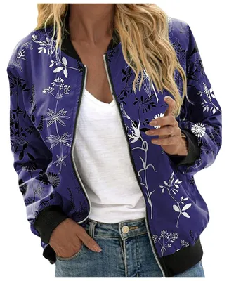 Image de Veste bomber à motifs floraux - Veste décontractée - Lilas