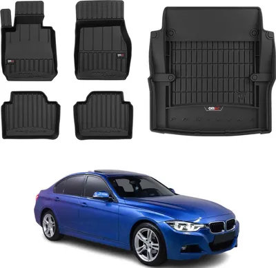 Productafbeelding van OMAC vloermatten en bagageruimtermat voor BMW Serie 3 F30 M3 F80, modeljaren 2012-2019, premium kwaliteit, zwart