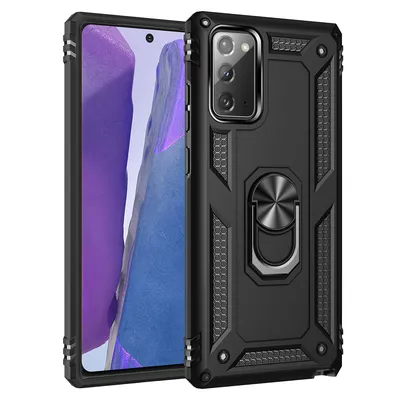 Immagine prodotto di Custodia protettiva per Samsung Note 20, robusta a due strati, testata in ambito militare, con supporto ad anello, per Samsung Galaxy Note 20 Nero