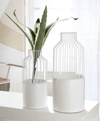 Zdjęcie produktu dla Gilde Übertopf, "Pure", Metall, weiß, VE 2, H. 46 cm, D. 19 cm 74137 4063387741375