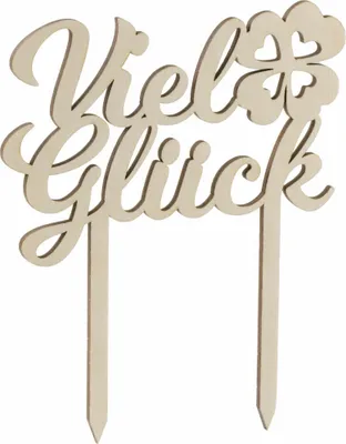 Productafbeelding van Volkskunst taartsteker met de tekst "Veel succes", taartdecoratie, caketopper, taartdecoratie, berkenmultiplex, 339787