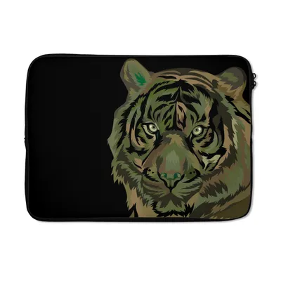 Produktbild von MuchoWow® Laptop Hülle 14 ZollTiger - Schwarz - Grau Laptoptasche - Laptoptasche - Stoßsicher - Schutzhaube