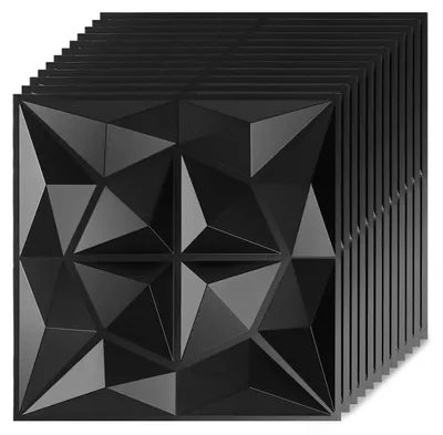 Produktbild von Eikuavons 3D PVC Wandpaneele 30*30cm Schwarz Diamant Optik Wandverkleidung Zuschneidbar Innen