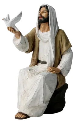 Produktbild von Handbemalte Jesus-Christus-Statue mit Taube, 17,8 cm, Harzfigur für christliche Wohnkultur
