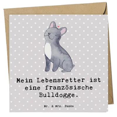 Produktbild von Mr. & Mrs. Panda Grußkarte Französische Bulldogge Lebensretter - Grau Pastell - Geschenk, doppelkarte, anlasskarte, Klappkarte, Glückwunschkarte, faltkarte