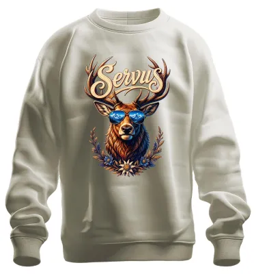 Imagen del producto de Servus, gafas de sol con diseño de cuernos de ciervo, Edelweiss, pantalones de cuero alpinos, sudadera, jersey, naturaleza, talla M